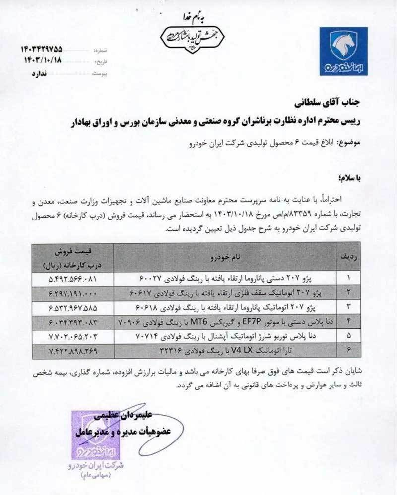 افزایش قیمت شش خودروی ایران‌خودرو + عکس