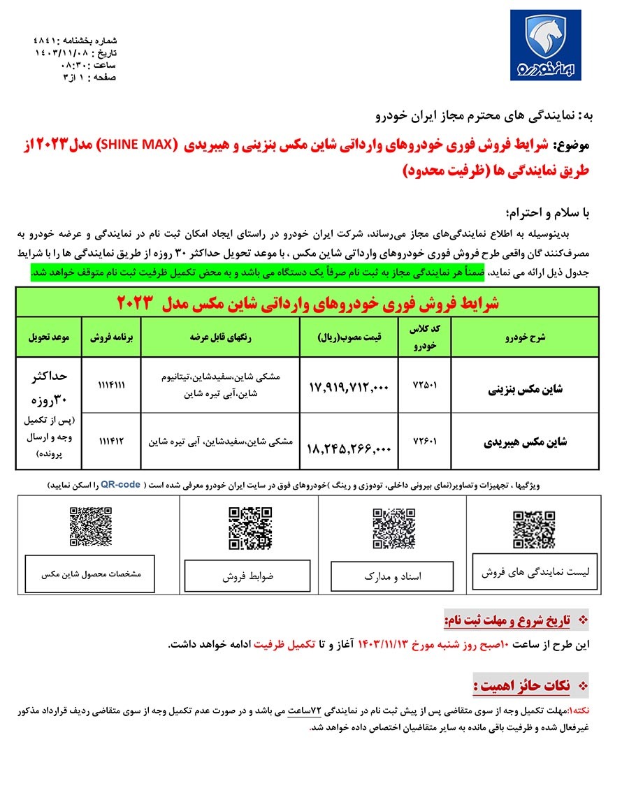 فروش «شاین مکس» وارداتی ایران خودرو خارج از سامانه آغاز شد