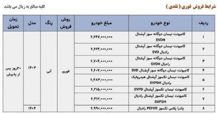 شرایط فروش فوق العاده وانت نیسان ویژه ماه رمضان