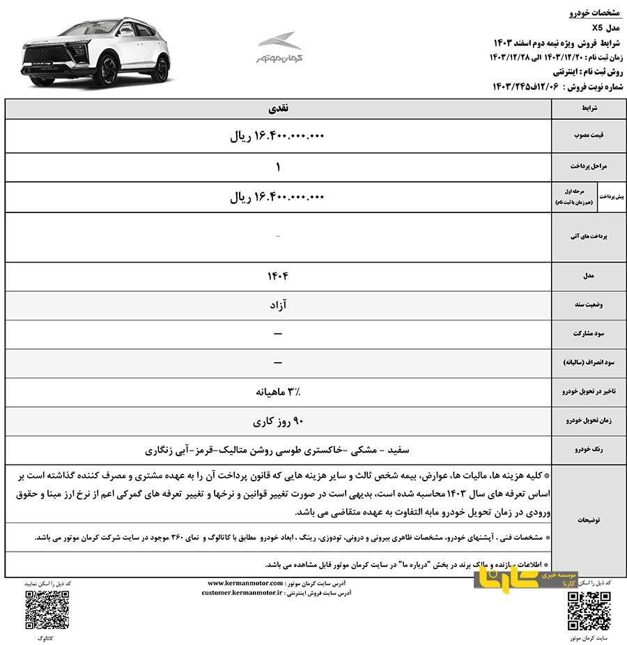 بخشنامه فروش عیدانه محصولات کرمان موتور