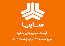 جدول قیمت خودرو‌های سایپا امروز شنبه ۲۲ اردیبهشت ۱۴۰۳