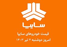 قیمت خودرو‌های سایپا امروز دوشنبه ۴ تیر ۱۴۰۳ + جدول
