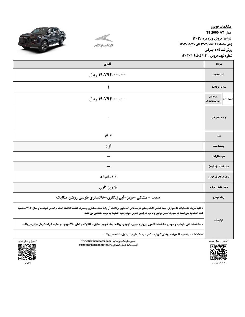 تولیدی:شرایط فروش نقدی و اقساطی ۵ محصول کرمان موتور آغاز شد + قیمت