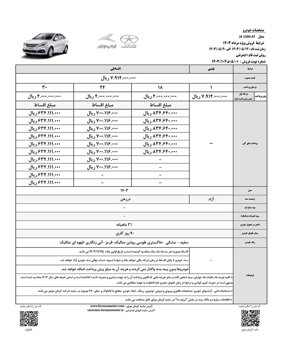 تولیدی:شرایط فروش نقدی و اقساطی ۵ محصول کرمان موتور آغاز شد + قیمت