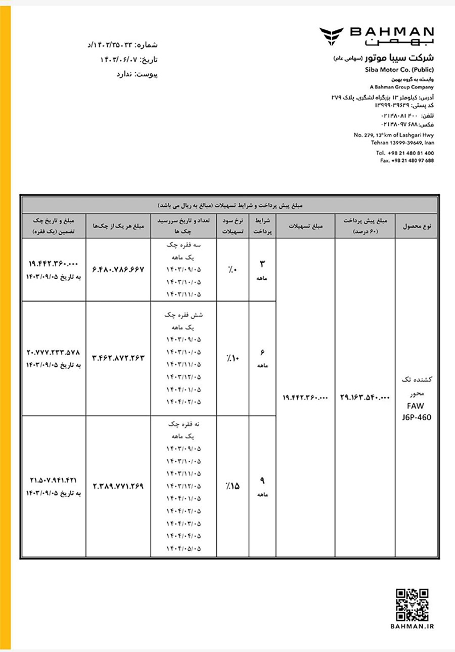 ارسالی:فروش قسطی فاو J۶ با سود صفر؛ بدون نیاز به بانک