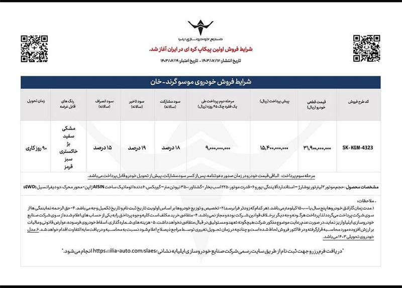 ارسالی:فروش اولین پیکاپ کره‌ای در ایران آغاز شد  