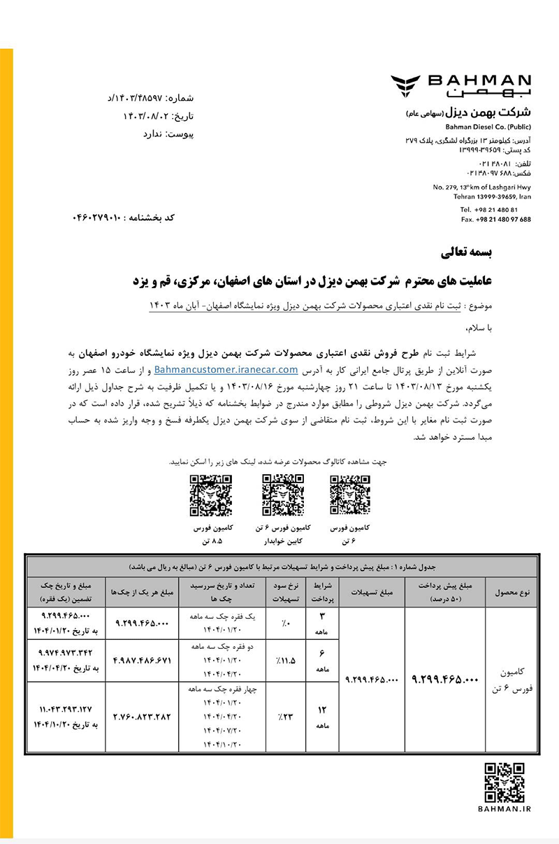 ارسالی:تسهیلات یک میلیاردی خرید کامیون فورس