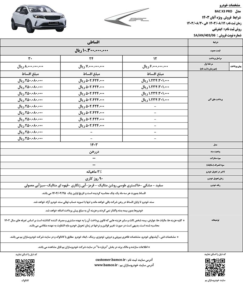 ارسالی:کرمان موتور شرایط جدید فروش اقساطی خودرو بک X ۳ را اعلام کرد