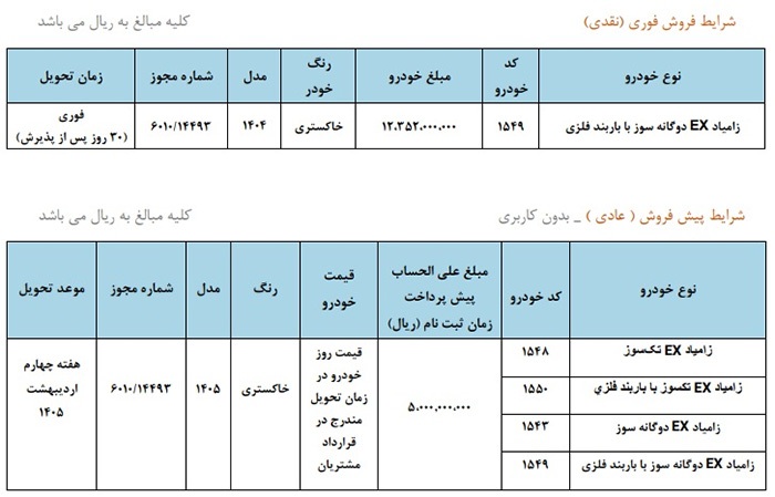 شرایط جدید فروش وانت نیسان زامیاد EX (دی ۱۴۰۴)