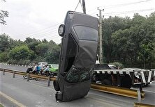 فیلم واژگونی پژو ۴۰۵ حین انجام حرکات نمایشی