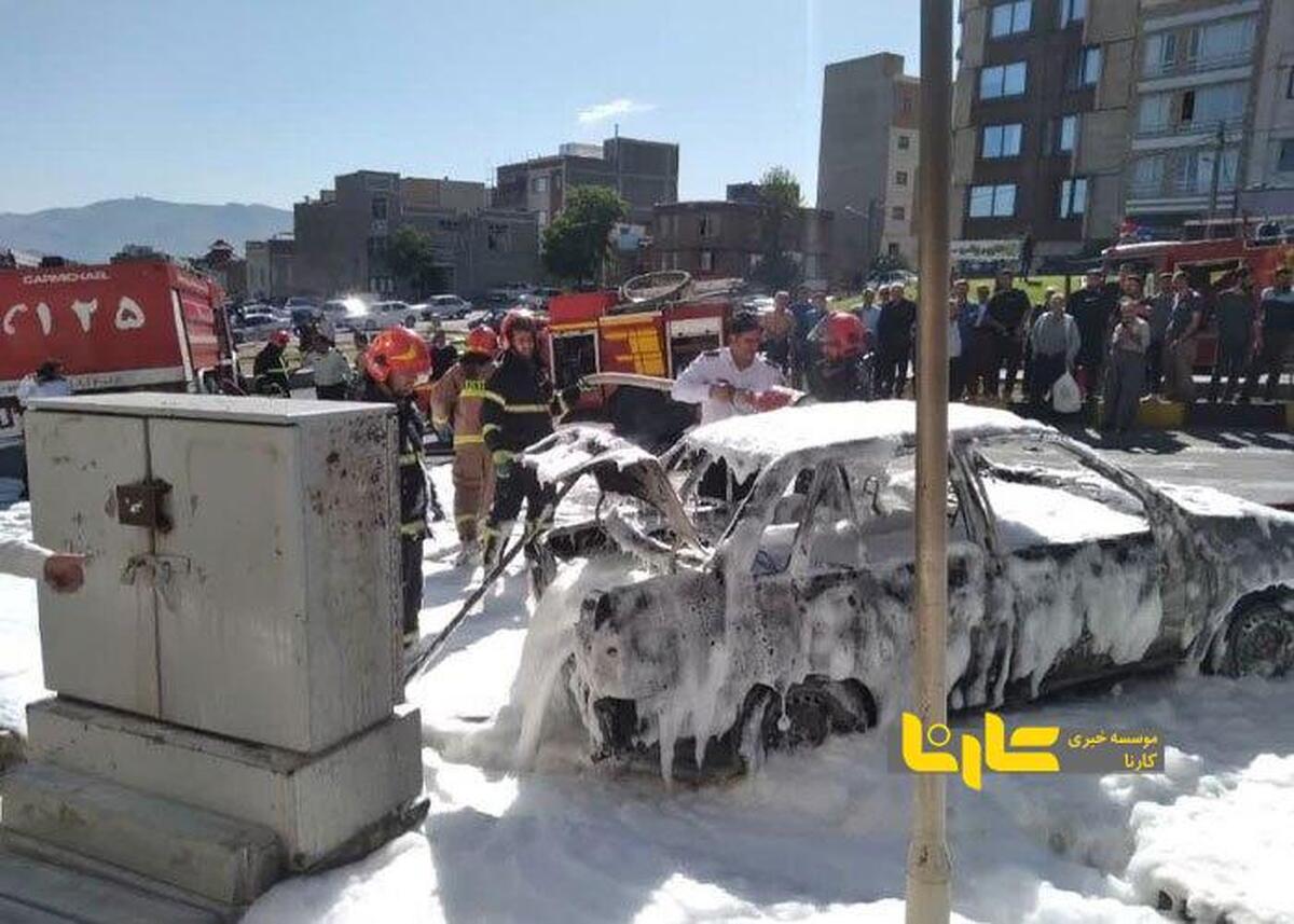 دپو بنزین خودرو پراید در سنندج طعمه حریق شد