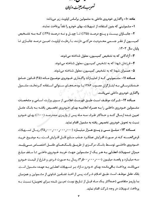 آیین نامه اجرایی واردات خودرو‌های جانبازان ابلاغ شد