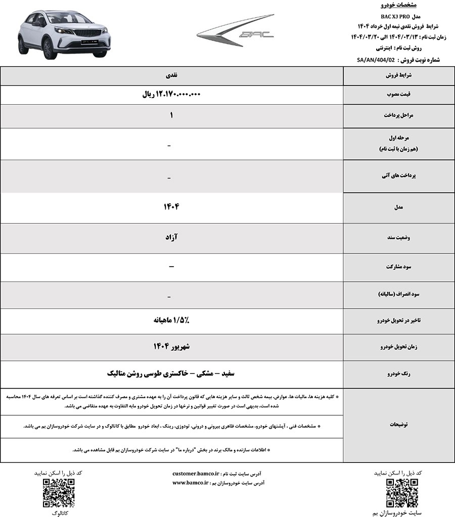 شرایط فروش خودروی بک X3 پرو کرمان موتور با قیمت جدید اعلام شد