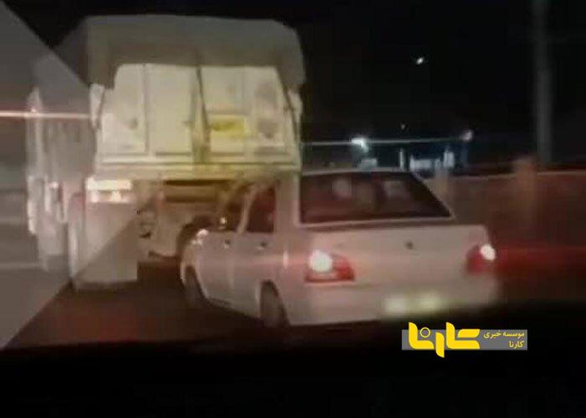 فیلم اقدام جنون‌آمیز راننده پراید در مشهد!