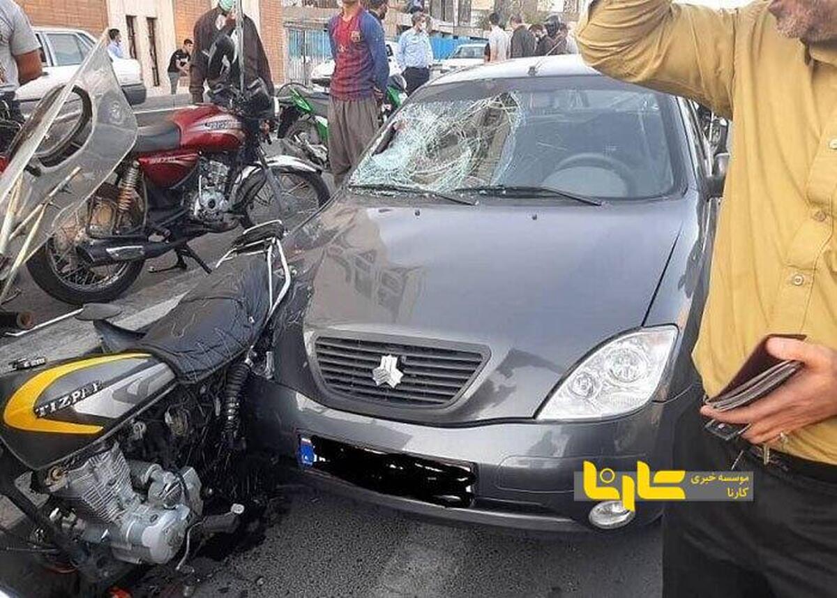 فیلم تصادف وحشتناک موتور سنگین با تیبا