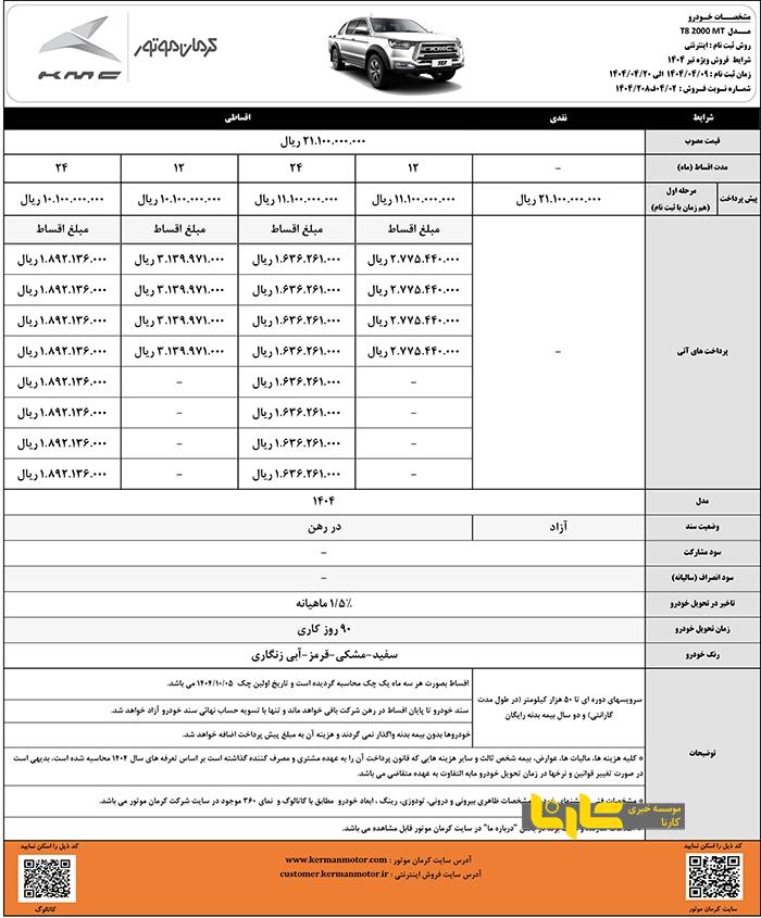 طرح پیش فروش محصولات کرمان موتور تمدید شد