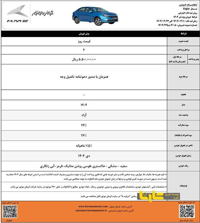 طرح پیش فروش محصولات کرمان موتور تمدید شد