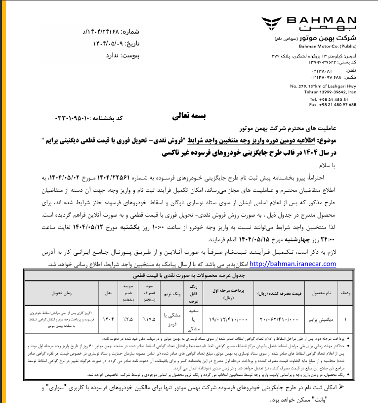 آغاز دومین مرحله واریز وجه برای متقاضیان خرید دیگنیتی پرایم
