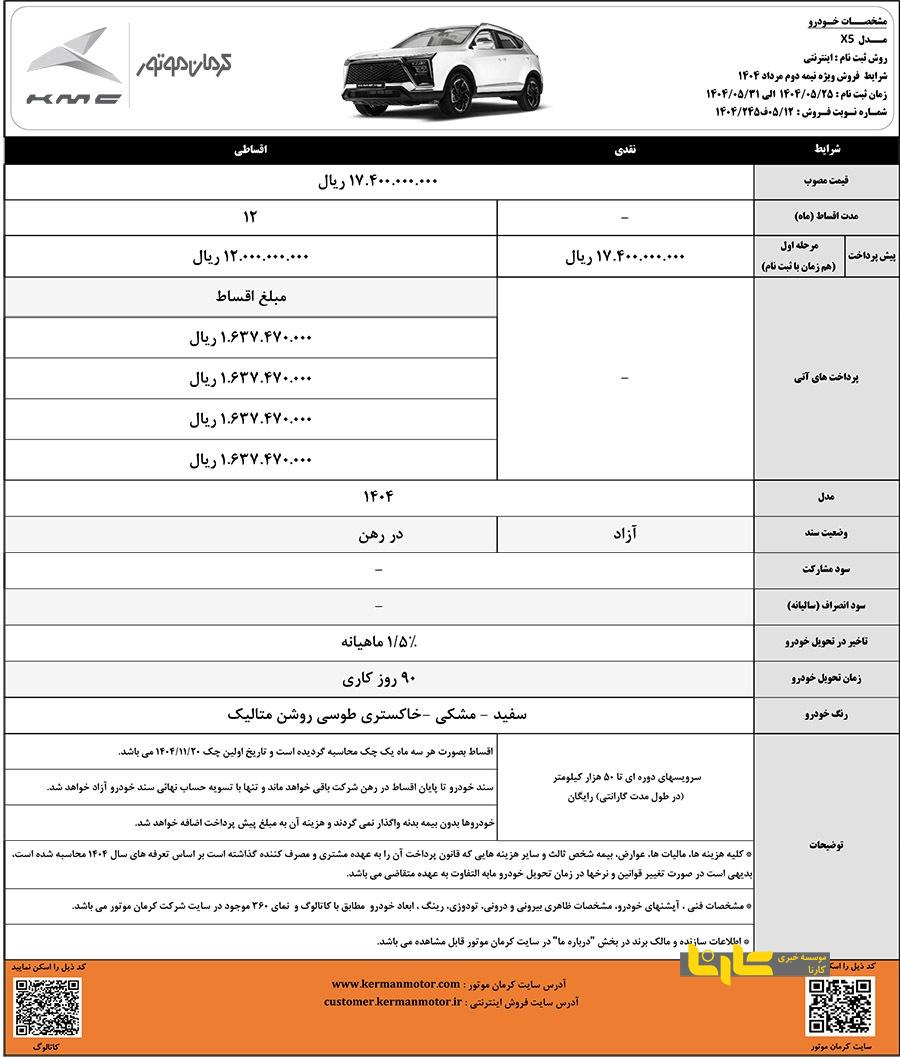 فروش ویژه محصولات پرطرفدار کرمان موتور با مزایای ویژه