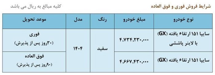 فروش فوری وانت سایپا ۱۵۱ ارتقاء یافته (مهر ۱۴۰۴)