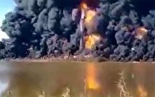 فیلم انفجار سهمگین قطار در تصادف با خودرو