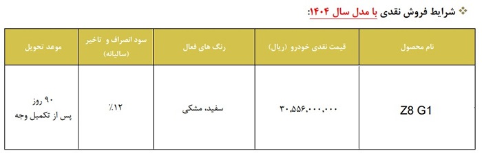 طرح فروش فوری خودرو آریزو ۸ (Z۸) با قیمت قطعی