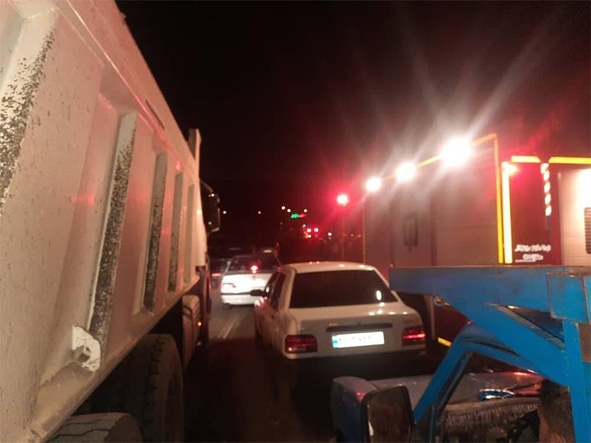 فیلم تصادف زنجیره‌ای ۱۵ خودرو در بزرگراه امام علی