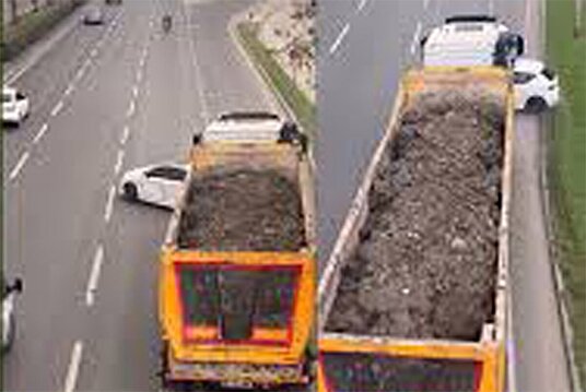 فیلم خودرویی که ۱۰۰ متر زیر تریلی کشیده شد!