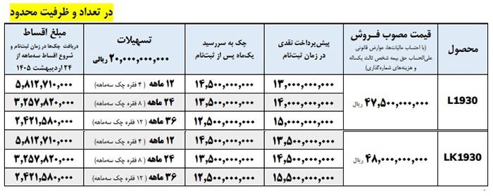 فروش اقساطی کامیونهای ۱۹۳۰ ویژه شب یلدا فروش اقساطی کامیونهای ۱۹۳۰ ویژه شب یلدا