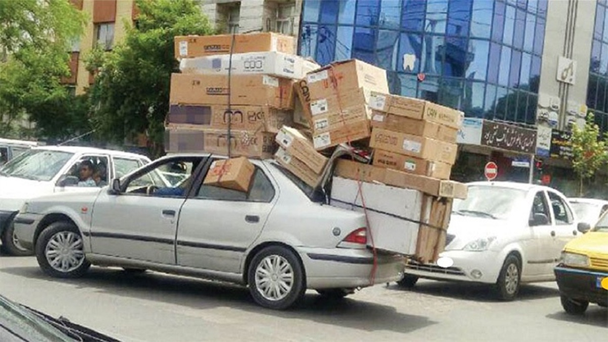 فیلم حمل بار عجیب با خودروی سواری در مشهد