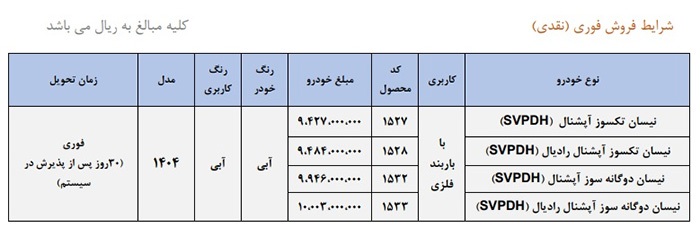 شرایط جدید فروش فوری وانت نیسان زامیاد (آذر ۱۴۰۴)