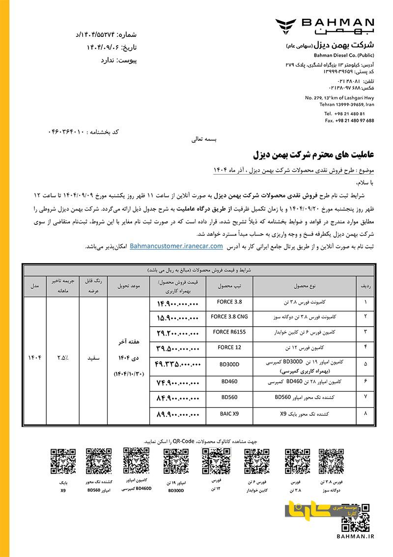جزئیات فروش نقدی محصولات فورس، امپاور و بایک اعلام شد